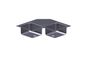 3D Sinks - Countersunk double basin 83x83cm