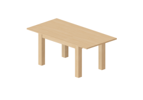 3D Tables - Rectangular table 180x90cm