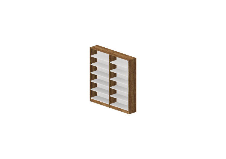 Librerías y Contenedores 3D - Librería doble de madera -... Librerías y Contenedores 3D - Librería doble de madera -...