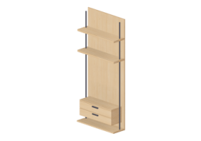 3D Furniture - Modular furniture with 2 drawers and 2 shelves 110x250cm