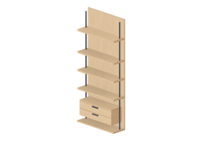 3D M&ouml;bel - Modulare M&ouml;bel mit 2 Schubladen und 4 Fachb&ouml;den 110x250cm