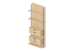 Muebles 3D - Mobiliario modular con 4 cajones y 2 estantes 110x250cm