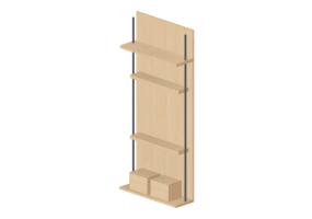 Móveis 3D - Mobiliário modular com 2 cubos e 3 prateleiras 110x250cm