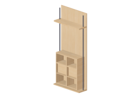 3D Furniture - Modular furniture with 4 cubes and 1 shelf 110x250cm