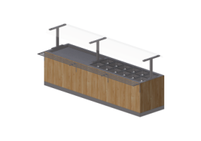 Vitrine exposition 3D - Buffet self service d'aliments