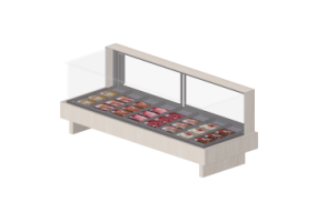 Vitrine exposition 3D - Comptoir frigo pour aliments