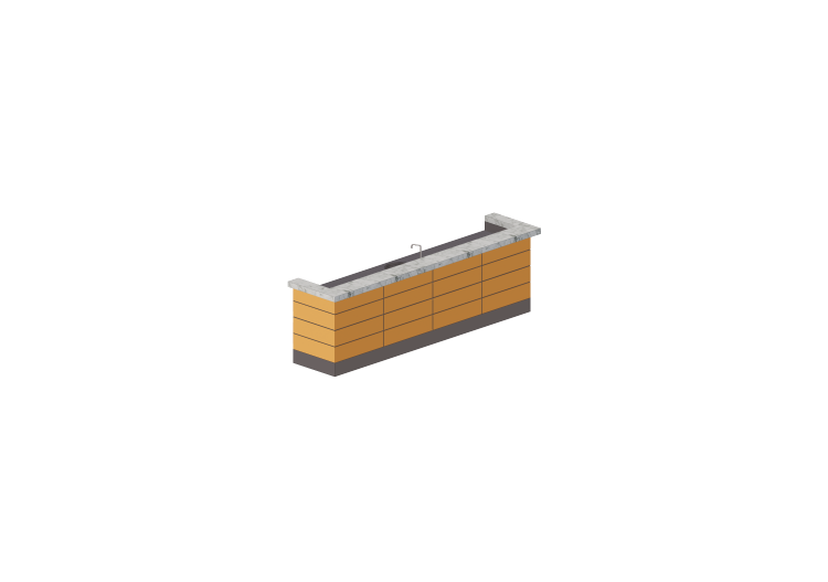 3D Counter Desks - Fridge counter with sink 395x90cm - ACCA... 3D Counter Desks - Fridge counter with sink 395x90cm - ACCA...