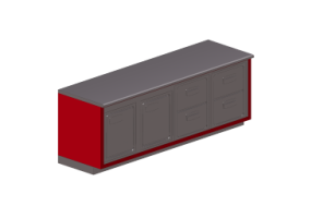 3D Counter Desks - Linear Counter with fridge 250x90cm