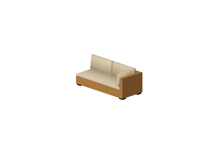 Cadeira 3D - Sofá de vime com encosto e braço esquerdo -... Cadeira 3D - Sofá de vime com encosto e braço esquerdo -...