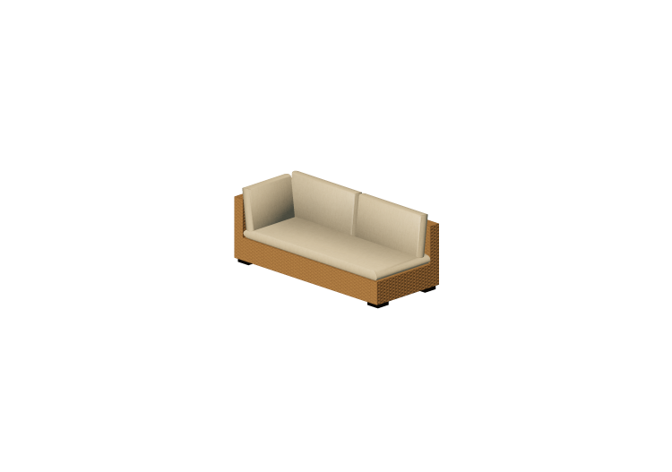 Chaises 3D - Canapé en osier avec dossier et coudoir droit... Chaises 3D - Canapé en osier avec dossier et coudoir droit...