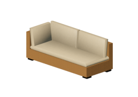 Chairs and Sofas 3D - Wicker sofa with backrest and right armrest