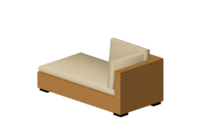 Cadeira 3D - Sof&aacute; de vime com encosto parcial e bra&ccedil;o esquerdo