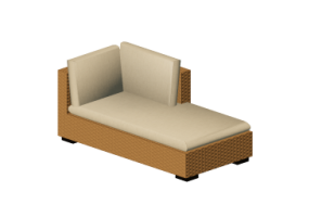 Chaises 3D - Canap&eacute; en osier avec dossier partiel et coudoir droit