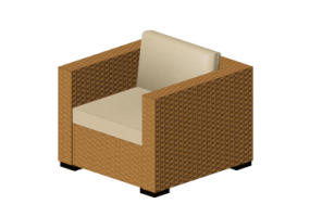 Chairs and Sofas 3D - Wicker chair with armrests