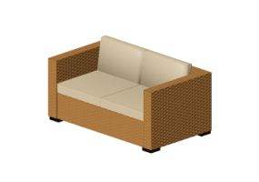 Cadeira 3D - Sof&aacute; de vime dois assentos