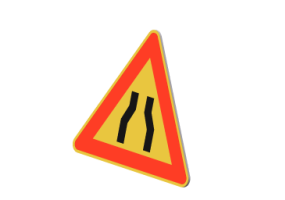 3D Signage - Road narrows on both sides ahead