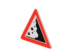 3D Signage - Risk of falling or fallen rocks from right