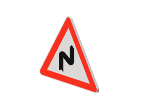 3D Verkehrszeichen - Doppelkurve zun&auml;chst rechts