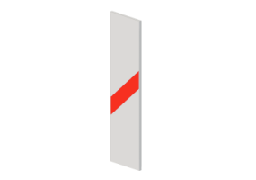 3D Signage - three-stripe beacon (LHS) announcing railroad crossing