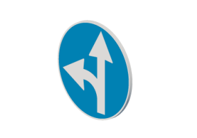 Signalisations 3D - Directions obligatoires tout droit ou &agrave; gauche