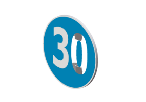 Segnaletica 3D - Limite minimo di velocit&agrave; di 30 Km/h