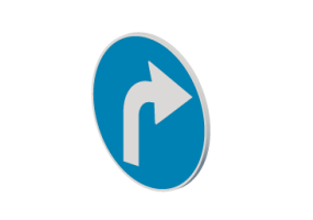 Signalisations 3D - Préavis drection obligatoire à droite