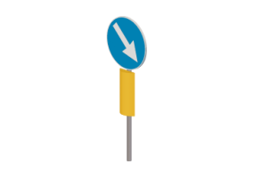 3D Signage - Traffic proceeds to the right with margin delineator