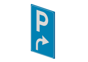 3D Verkehrszeichen - Parkzeichen mit Pfeil rechts