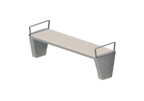 Benches and Planters 3D - Concrete Bench with wooden seat