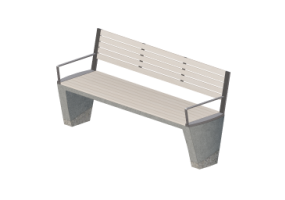 Panchine e Fioriere 3D - Panchina in cemento con seduta in legno
