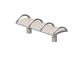 Bancos y Macetas 3D - Banco de madera y metal