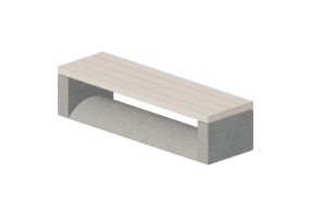 3D Sitzb&auml;nke und Pflanzengef&auml;&szlig;e - Betonbank mit Holzsitz