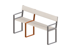 Bancos y Macetas 3D - Banco de madera y metal