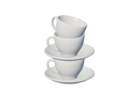 Vaisselle et couverts 3D - Set de 3 tasses &agrave; lait