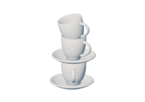 Vaisselle et couverts 3D - Set de 3 tasses &agrave; caf&eacute;