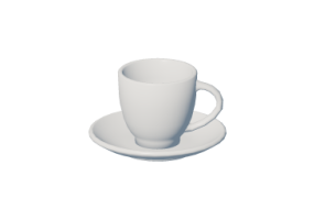 Vajillas y cubiertos 3D - Taza de caf&eacute; con platillo