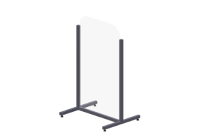 Plexiglass droplet protection barrier with alluminium frame and supporting legs
