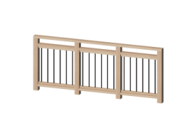 3D Railings - Classic in wood [VM] - Steel poles