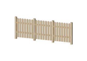 3D Zaun - Holzzaun mit abgerundeten Pfosten