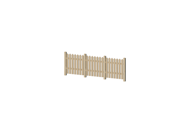 Vallado 3D - Estacada en madera con barrotes con puntas -... Vallado 3D - Estacada en madera con barrotes con puntas -...