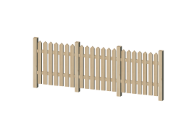 3D Zaun - Holzzaun mit spitzen Pfosten