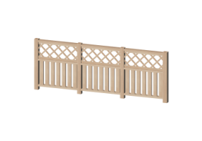 Vallado 3D - Durmientes en madera con panel de malla cuadrada oblicua y barrotes