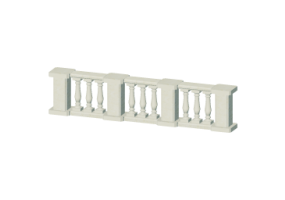 3D Balustrade - Säulen mit einzelner Ausbauchung und kleinen Stützen