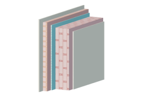 MCV02 - Hollow brick masonry cavity wall with insulation