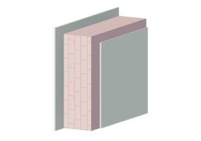 Plastered solid brick masonry