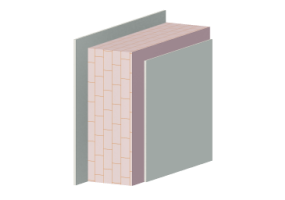 Plastered solid brick masonry