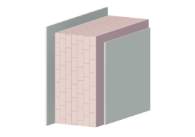 Plastered solid brick masonry