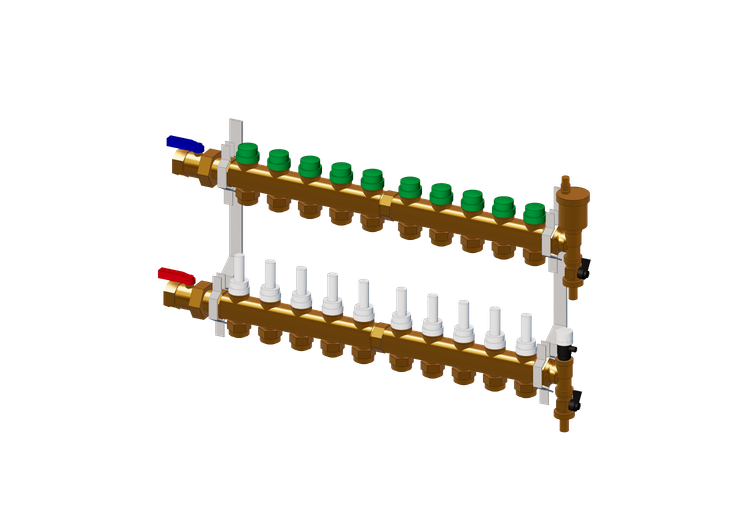 DYNAMICAL®, vormontierter Verteiler DN25-DN20 10 Abzweige -... DYNAMICAL®, vormontierter Verteiler DN25-DN20 10 Abzweige -...
