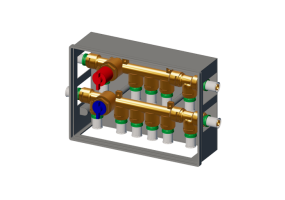 Preassembled domestic water distribution manifolds in cabinet with inspectable general shut-offs