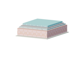 Pitched roof top composed of insulated hollow-core slabs
